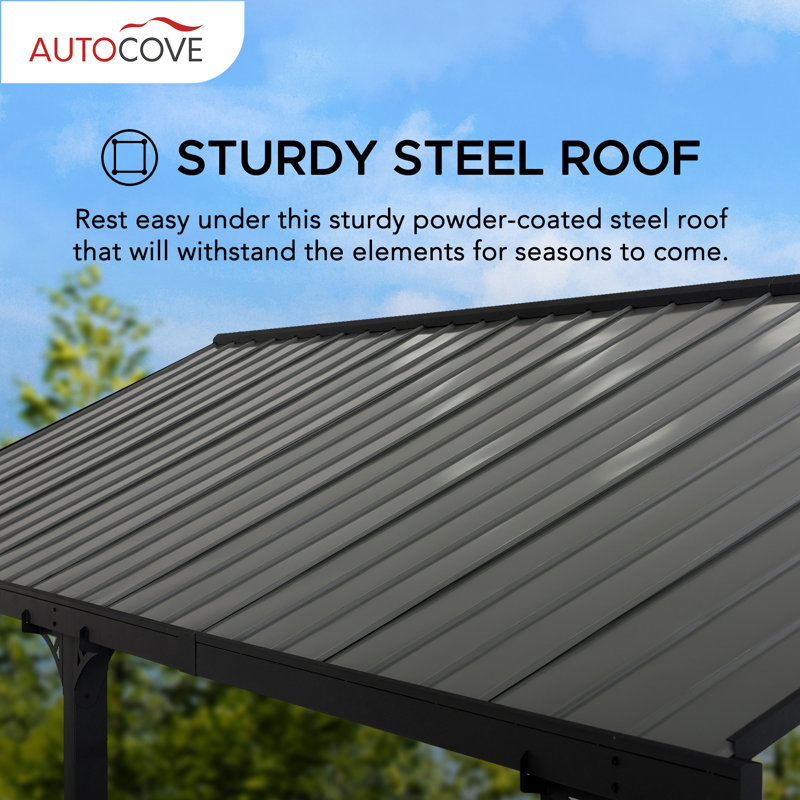 Sunjoy AutoCove 12x20 Metal Carport, Outdoor Living Pavilion, Gazebo